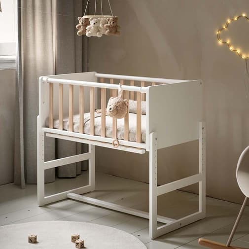Petite Amélie - Petite Amélie | Lit cododo Nuage | Lit bébé 2 en 1 | Bois de hêtre massif | Blanc et naturel | 45x90 cm