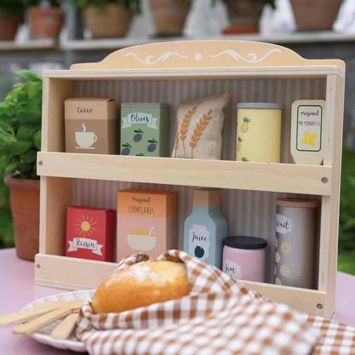 Jabadabado - Jouet En Bois - Etagère Avec Épicerie Gris