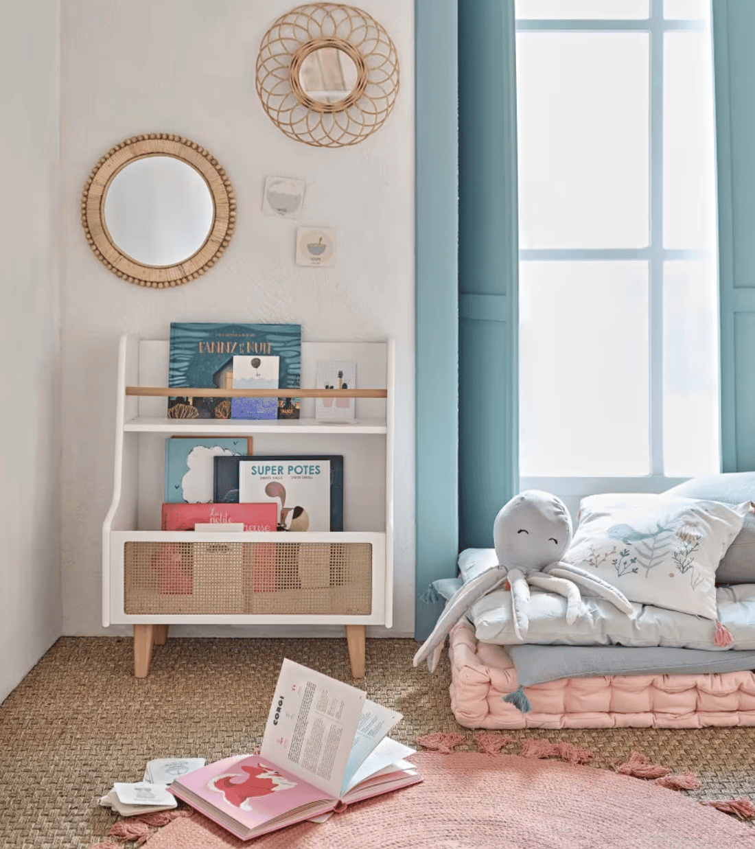 Range-livres blanc et cannage rotin (Maisons du Monde) - Image 2