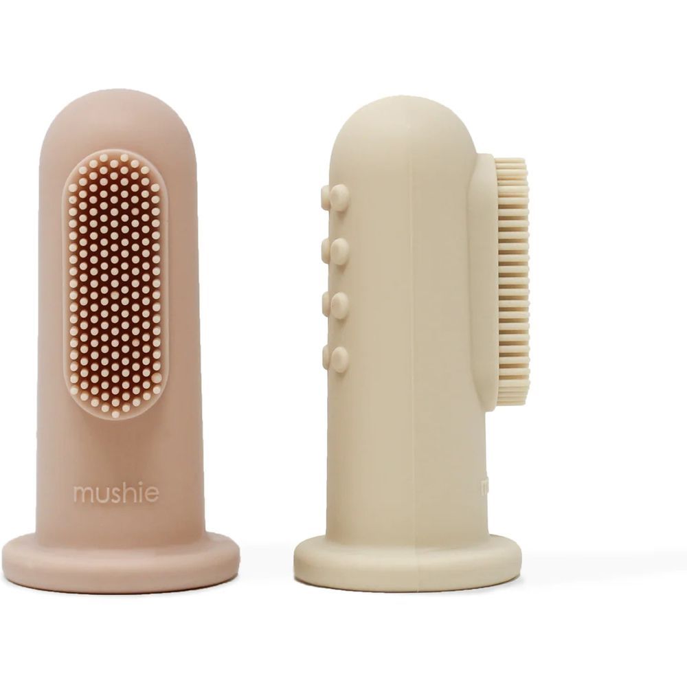 Lot de 2 brosses à dents à doigt Shifting sand-Blush (Mushie) - Image 1