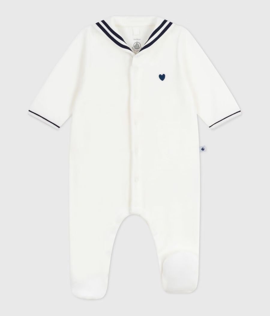 Dors-bien bébé en velours uni à col vareuse (Petit Bateau) - Couverture