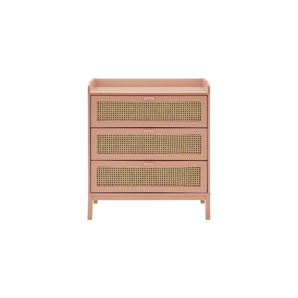 Commode 3 tiroirs effet bois et cannage terracotta (CAMIF) - Image 2
