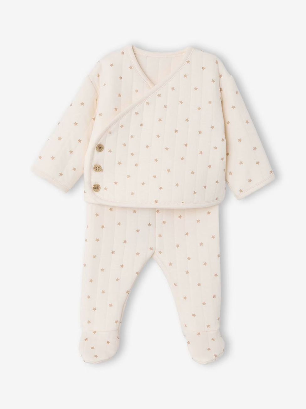 Ensemble matelassé gilet + pantalon à pieds entièrement imprimé vanille (Vertbaudet) - Image 2
