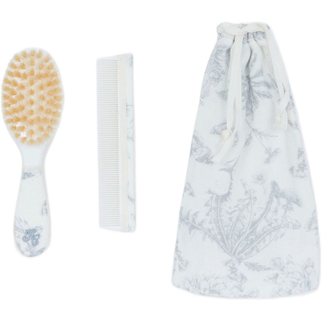 Brosse et peigne imprimé inspiration Toile de Jouy gris (Tartine et Chocolat) - Couverture
