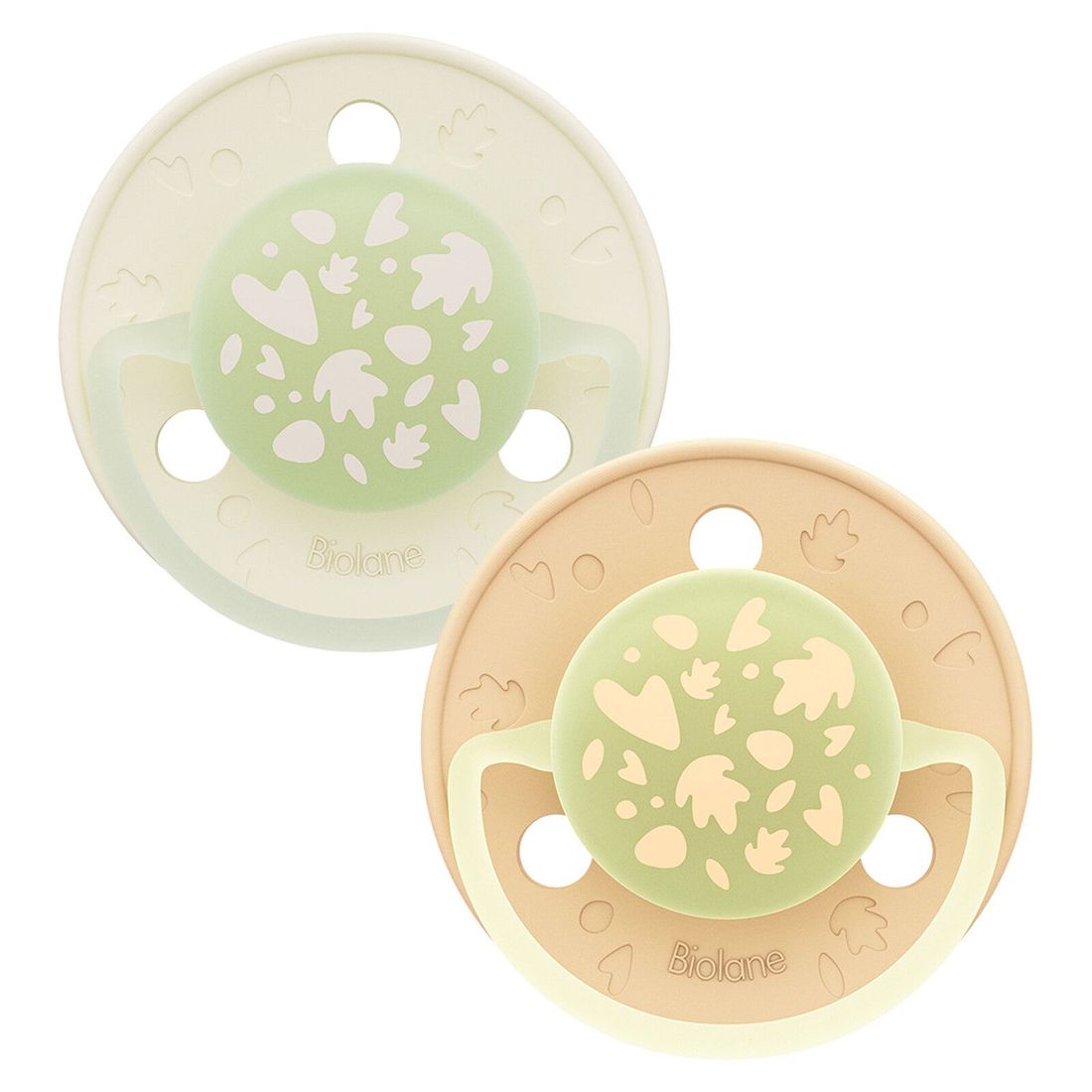 Lot de 2 Sucettes Rondes Nuit Beige Clair et Marron - 0/6 Mois (Biolane) - Couverture