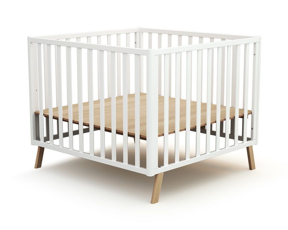 Parc bébé évolutif en bois blanc 100 x 100 cm (Jurababy) - Image 2