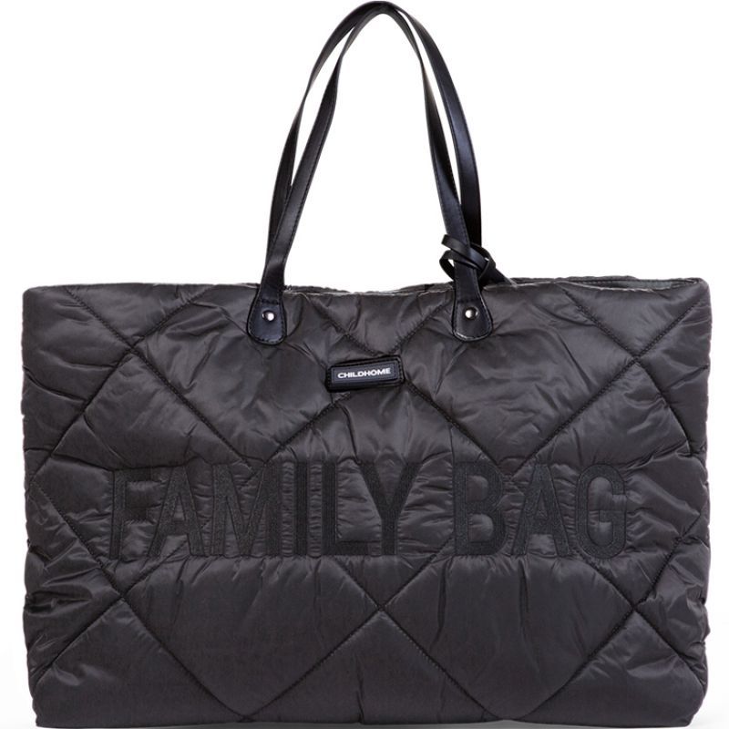 Sac à langer à anses Family bag matelassé noir (Childhome) - Couverture