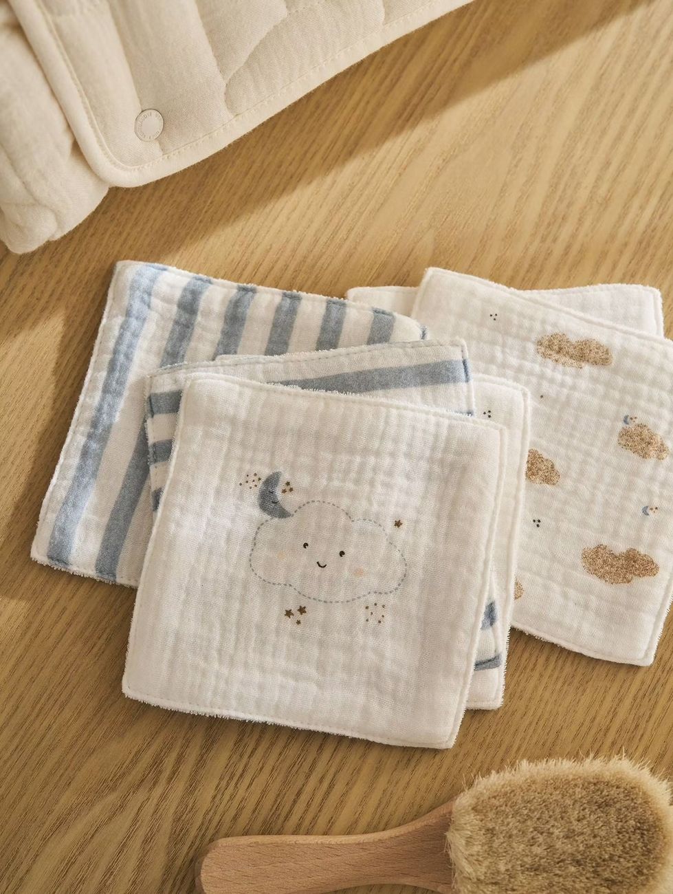 Lot de 6 lingettes lavables nuages (Vertbaudet) - Couverture