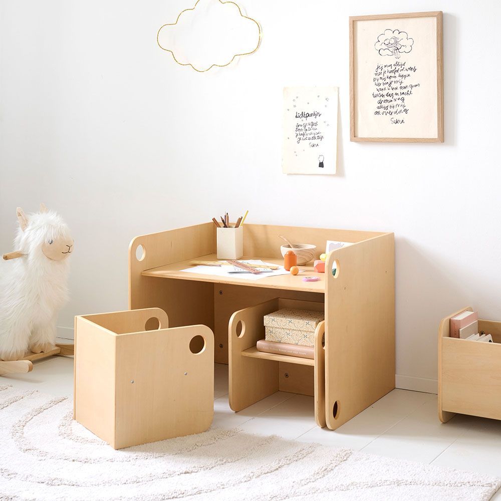 Petite Amélie | Set de table et chaises Montessori Ellipse | En bois | Naturel | Pour enfants | Design ergonomique avec coins arrondis (Petite Amélie) - Couverture