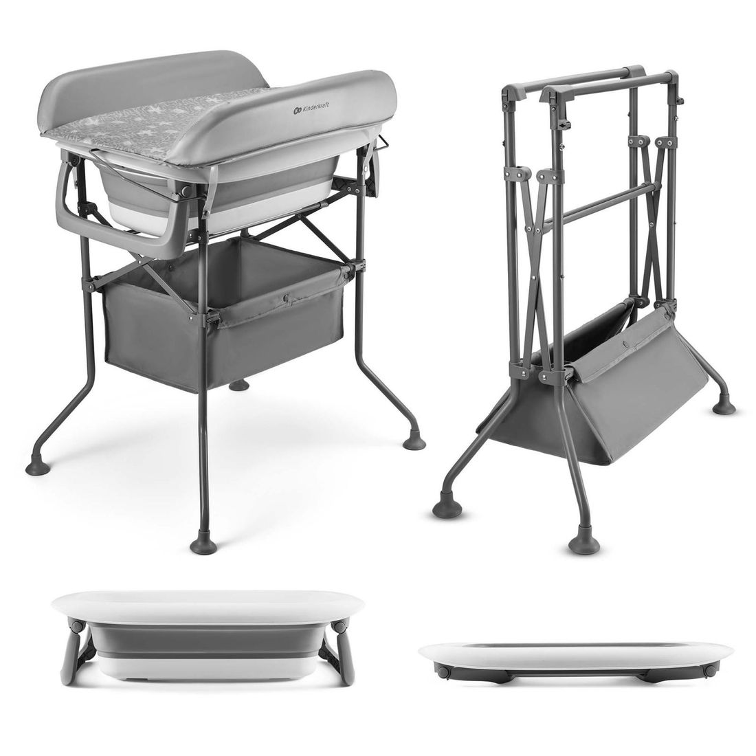 Baignoire avec table à langer sur structure BUBBLY gris (Kinderkraft) - Image 1