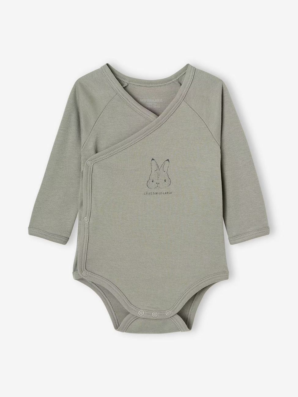 Lot 5 bodies animaux manches longues bébé ouverture naissance vert (Vertbaudet) - Image 1