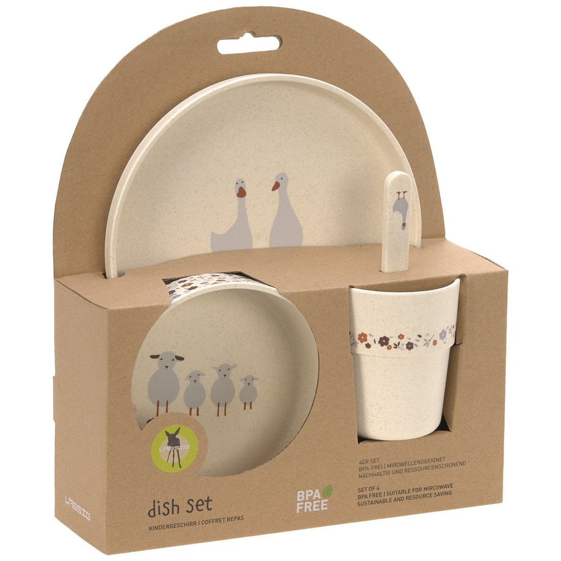 Coffret repas Tiny Farmer mouton et oie naturel (Lassig) - Image 2