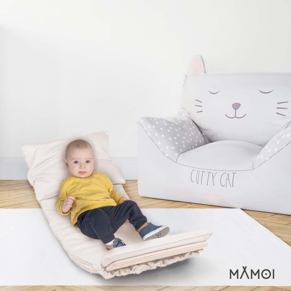 Planche d’équilibre + coussins pour enfants dès 6 mois en bois bleu (Mamoi) - Image 2