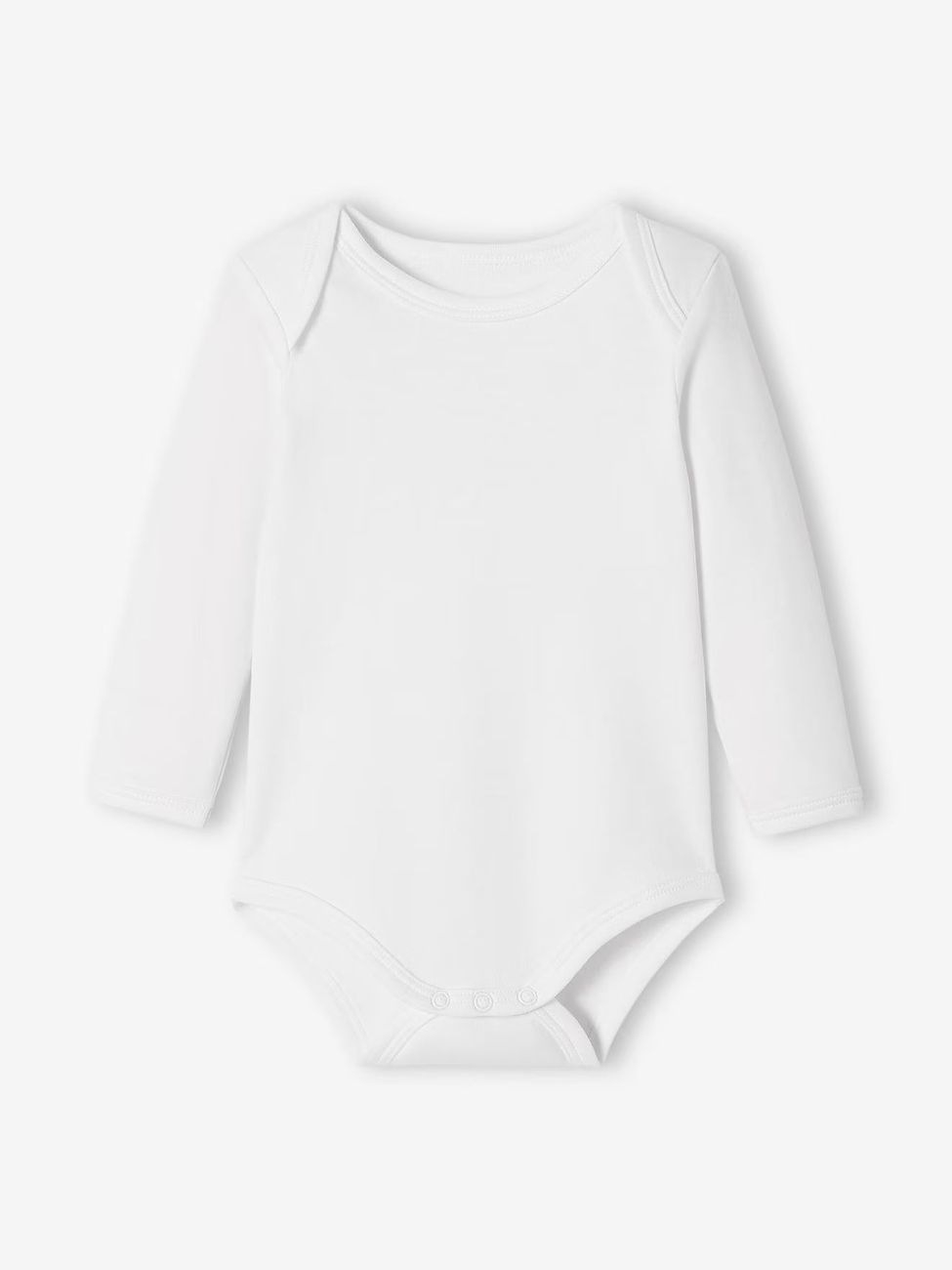 Lot de 5 bodies bébé manches longues ouverture US BASICS lot blanc (Vertbaudet) - Image 1