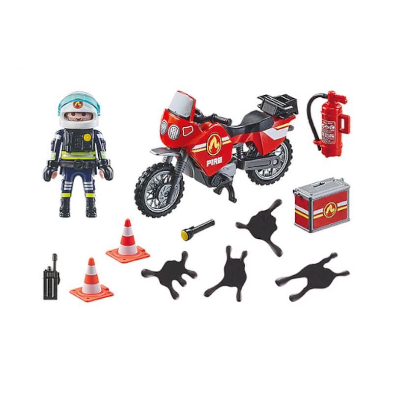 Pompier et moto action heros (Playmobil) - Image 1