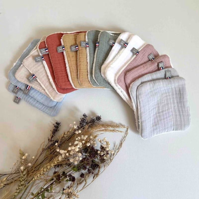 8 lingettes lavables bambou coton jeanne (Sevira Kids) - Image 4