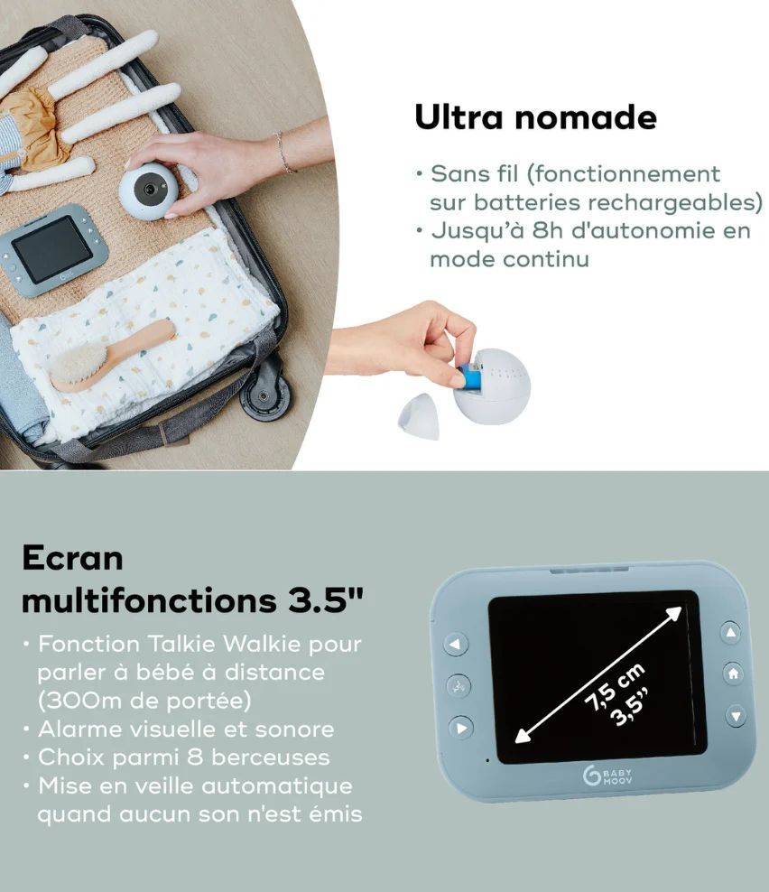 Babyphone caméra sans fil Yoo Roll Reconditionné (Babymoov) - Image 2