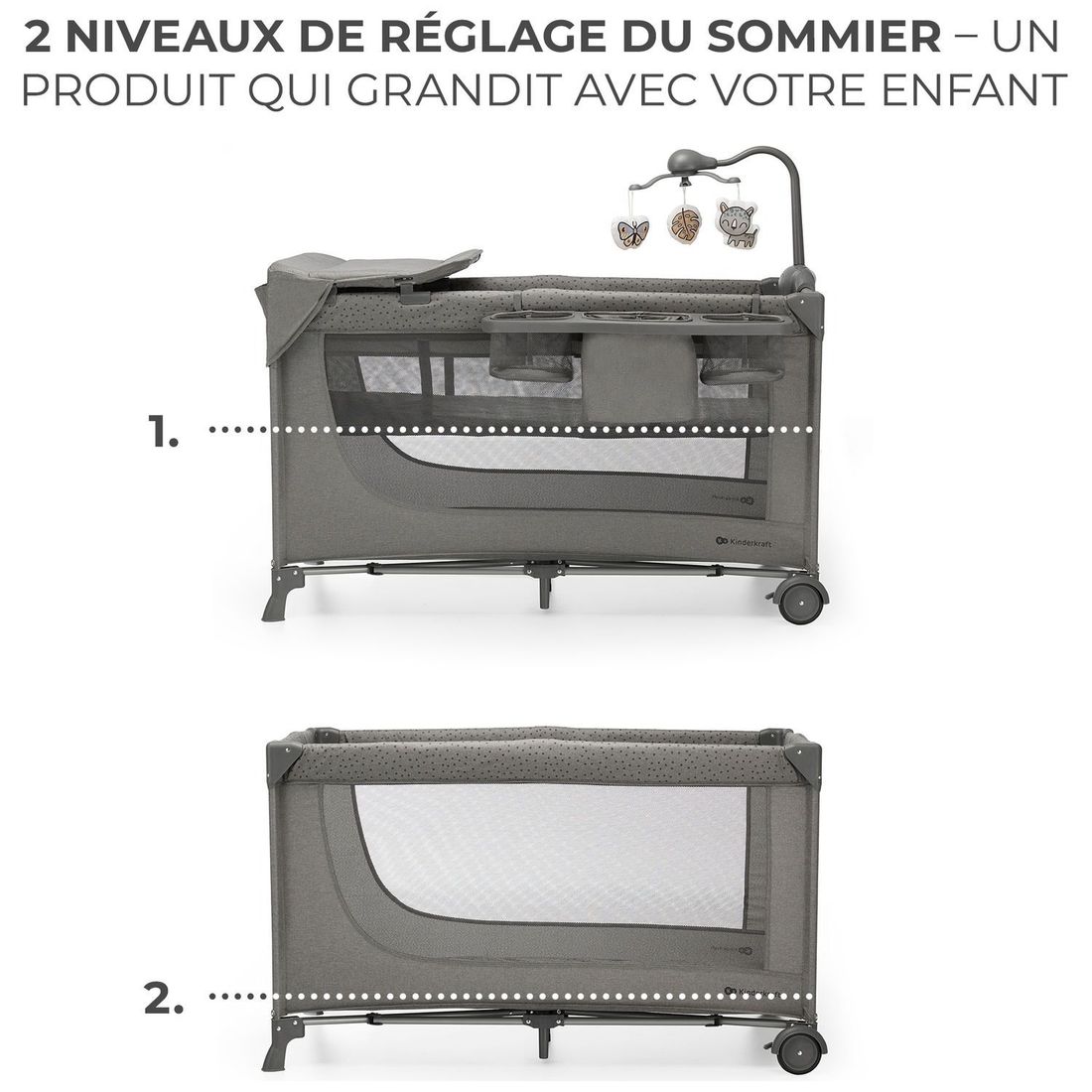 Lit parapluie 3 en 1 Joy 2 avec accessoires Dark Grey (Kinderkraft) - Image 6