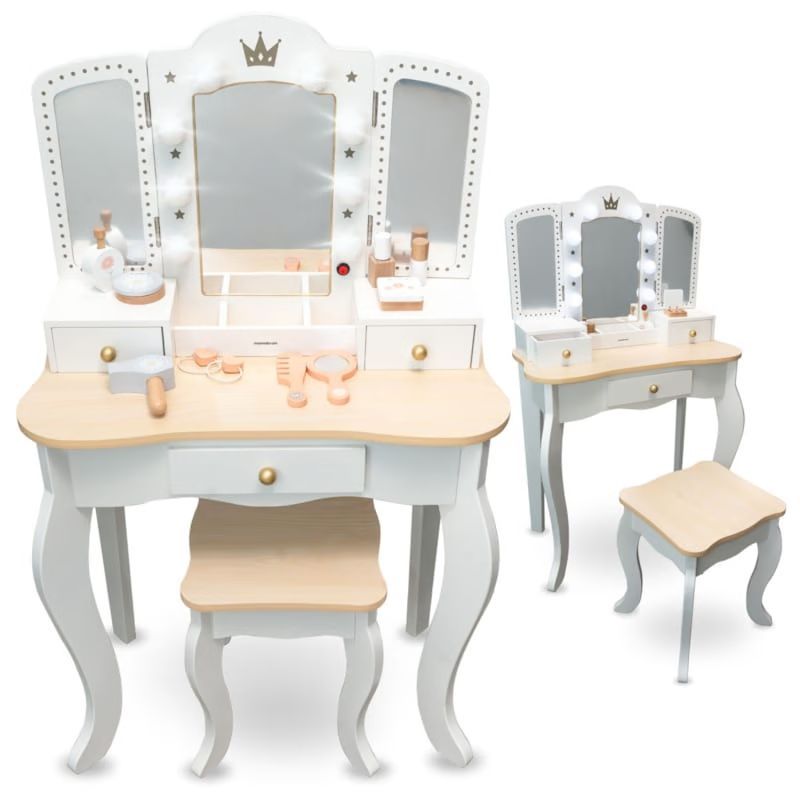 Coiffeuse enfant tabouret & miroir led (Mamabrum) - Image 1