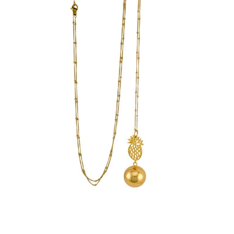 Bijou de grossesse bola avec chaîne - ananas or (Babireva) - Image 3