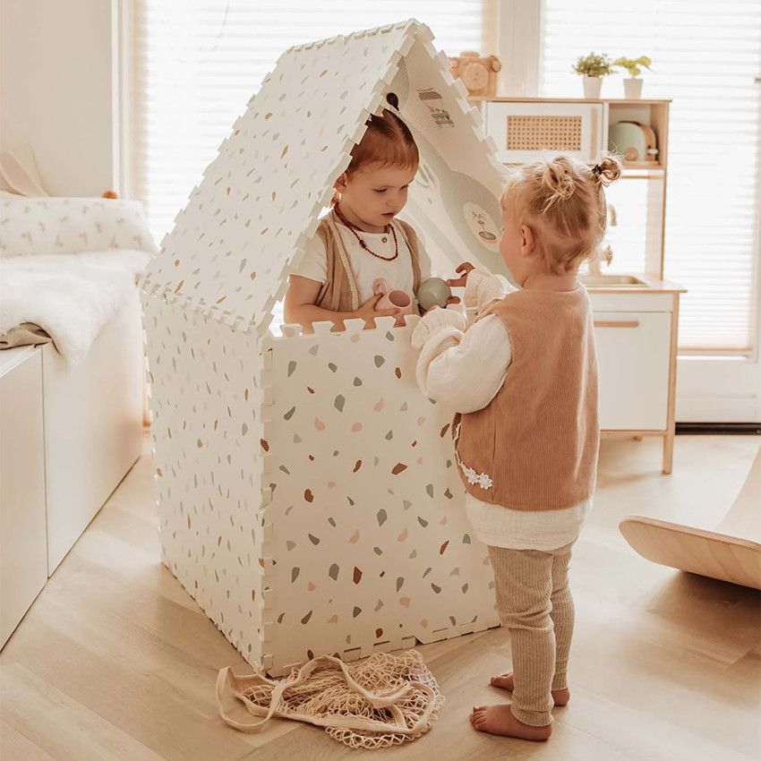Tapis de dalles en mousse réversibles 120 x 180 cm village/terrazzo - Blanc (Play & Go) - Image 4