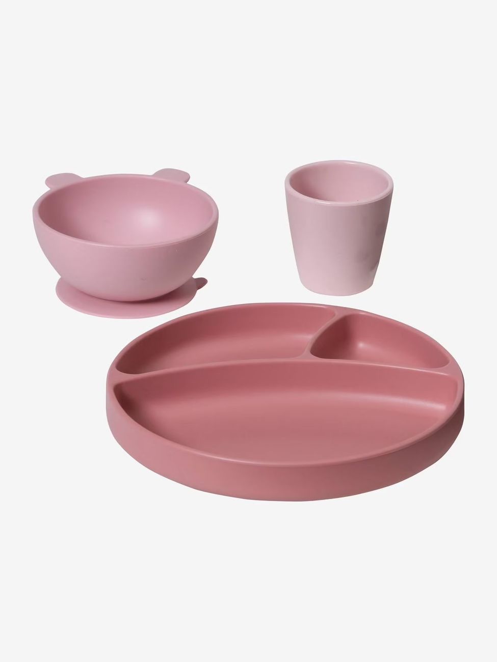 Coffret repas en silicone set vieux rose (Vertbaudet) - Image 1