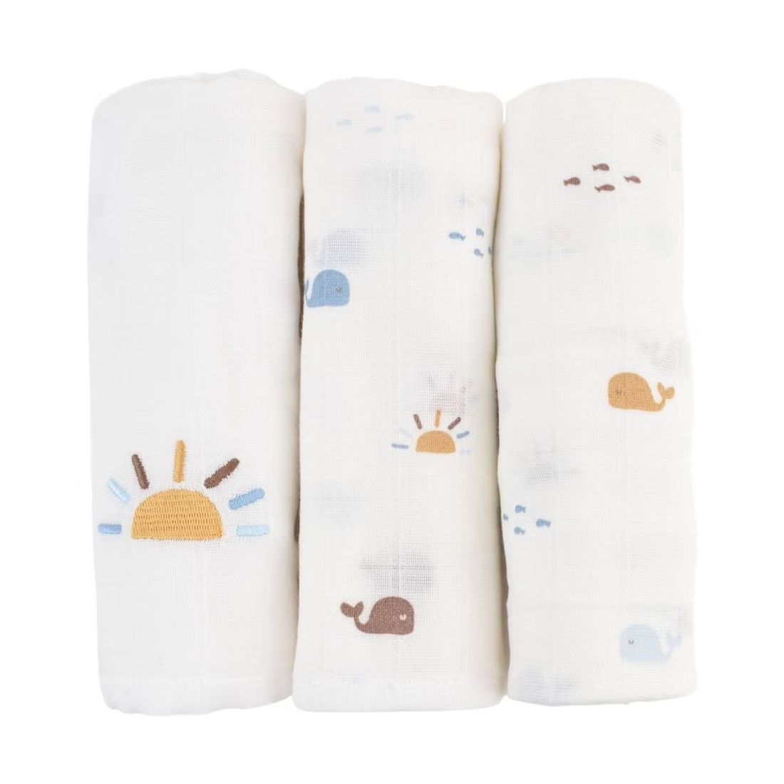 Lot De 3 Langes Gaze De Coton Bio Baleine (Little Crevette) - Couverture