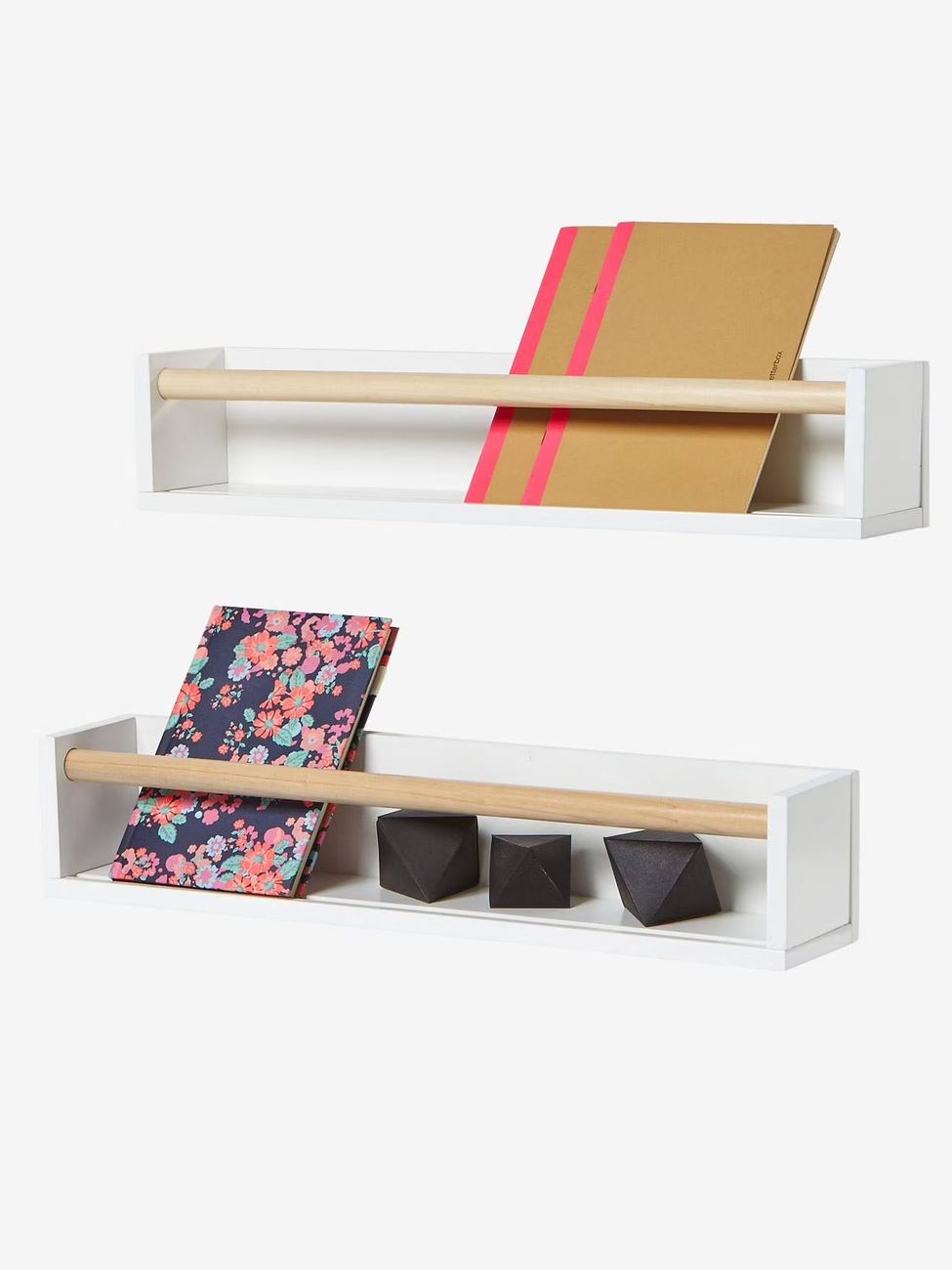 Lot de 2 étagères livres blanc/bois (Vertbaudet) - Image 1