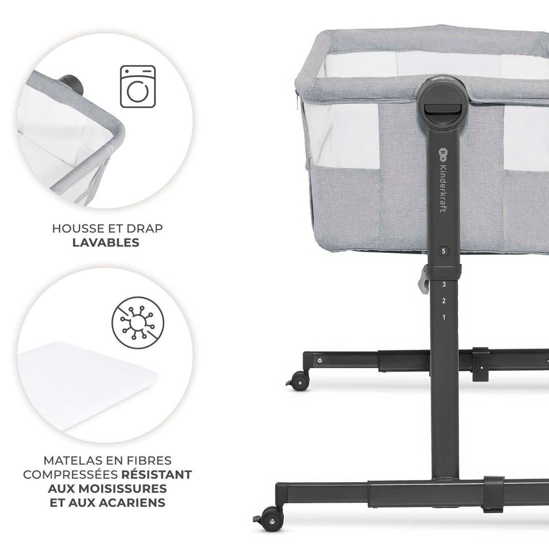 Lit cododo 2 en 1 Nestee Up 2 Light Grey (Kinderkraft) - Image 6
