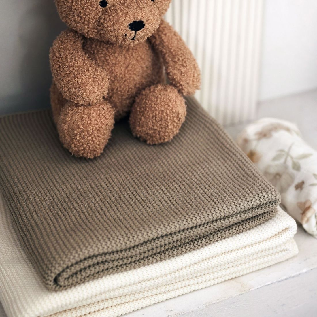 Couverture en polaire Basic Knit Ivory (75 x 100 cm) (Jollein) - Image 4