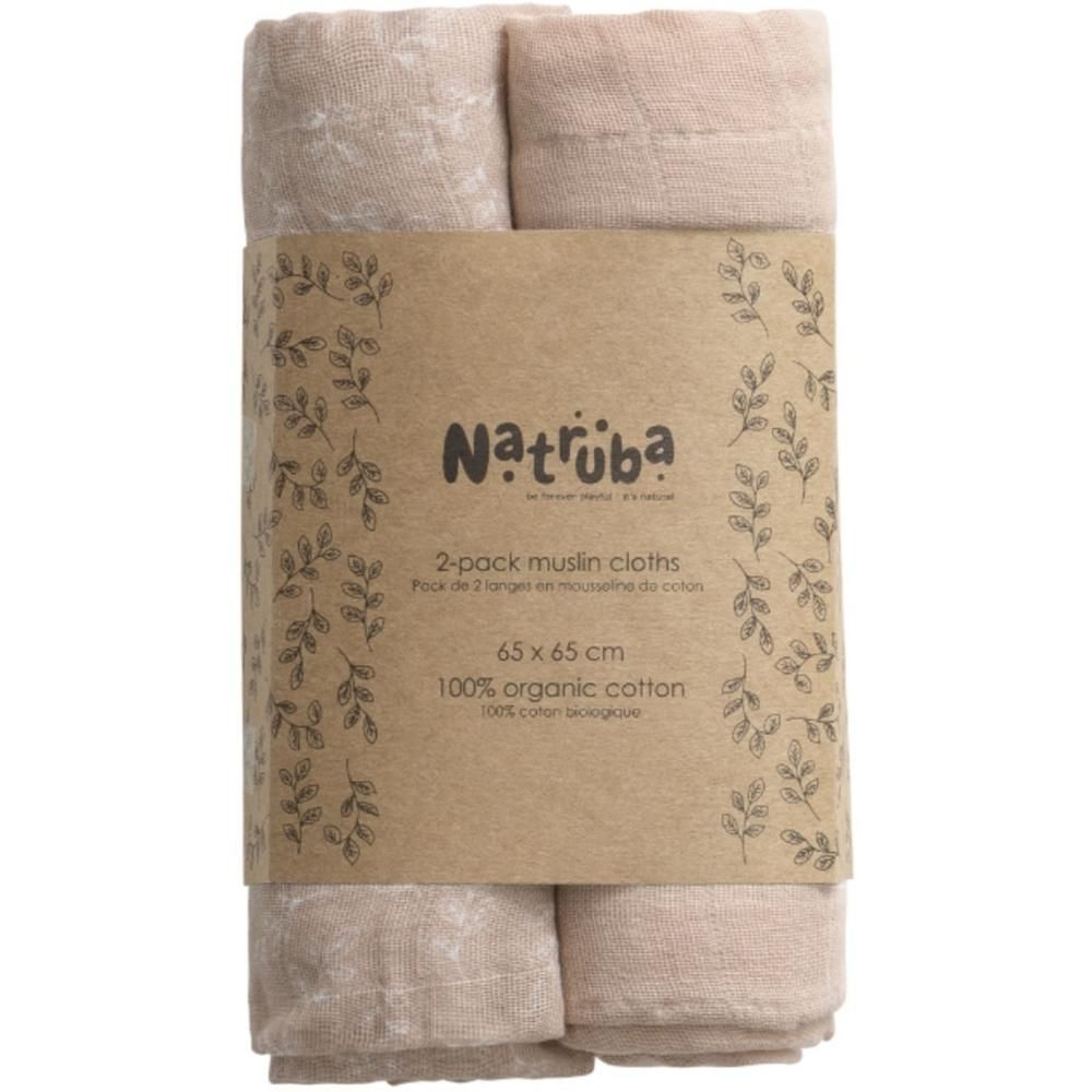 Pack 2 langes en coton bio rose poudré (Natruba) - Image 1