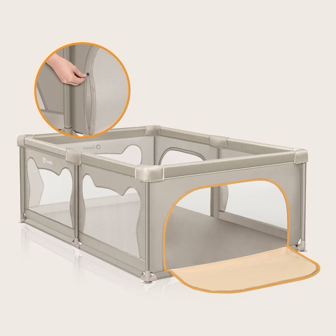 Parc Bébé Willow Avec Pliage Rapide, 2 Entrées Latérales, Parois En Maille Et Sac De Transport Beige Sand (Lionelo) - Image 2