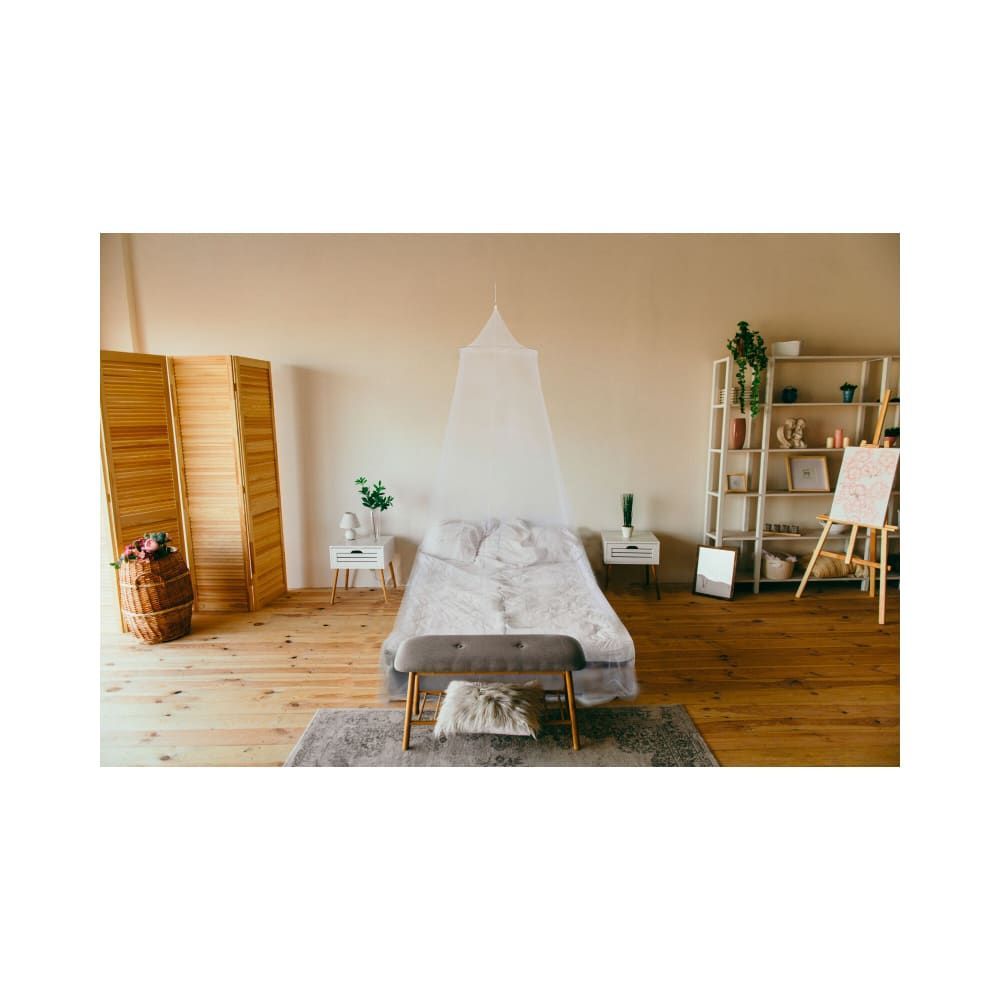 Moustiquaire de lit polyester blanc - 1 place (Wadiga) - Image 1