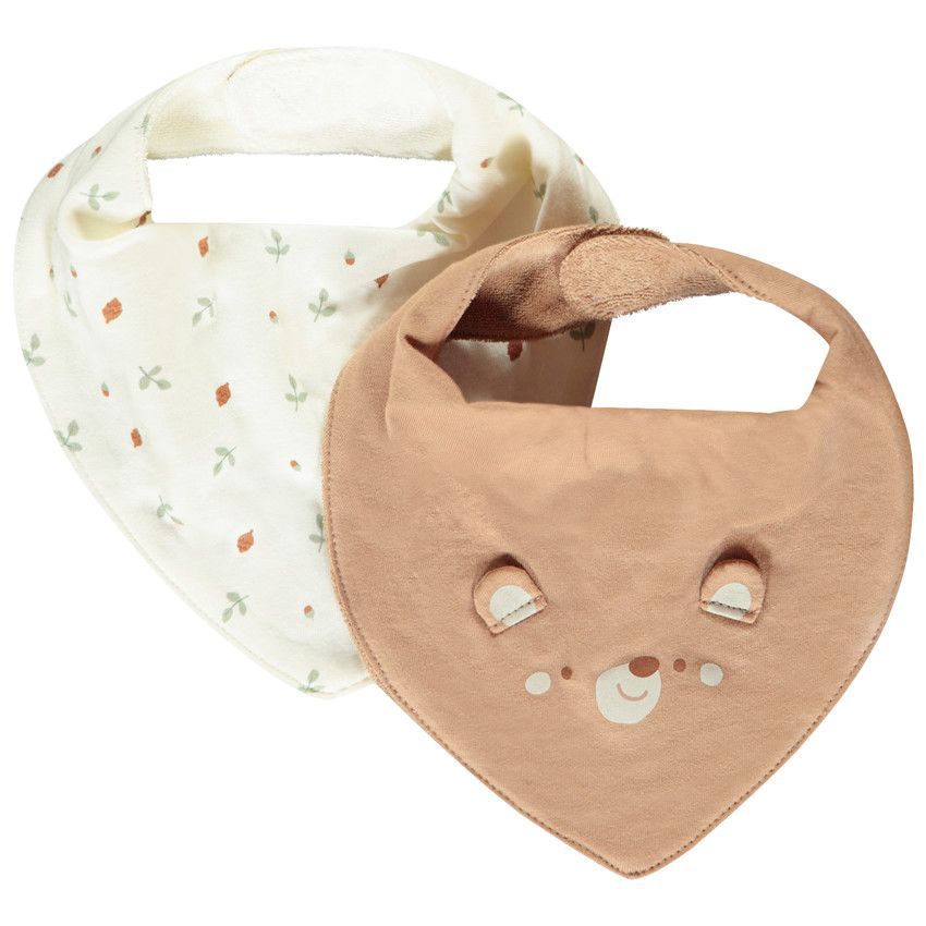 Lot de 2 bavoirs bandanas en jersey Roi des Forêts - Marron (Prémaman) - Couverture