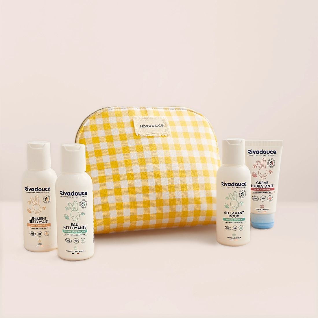 Kit Voyage De Bébé - Routine hygiène et soin complète - Peaux sensibles - Trousse + 4 minis - Rivadouce (rivadouce) - Couverture