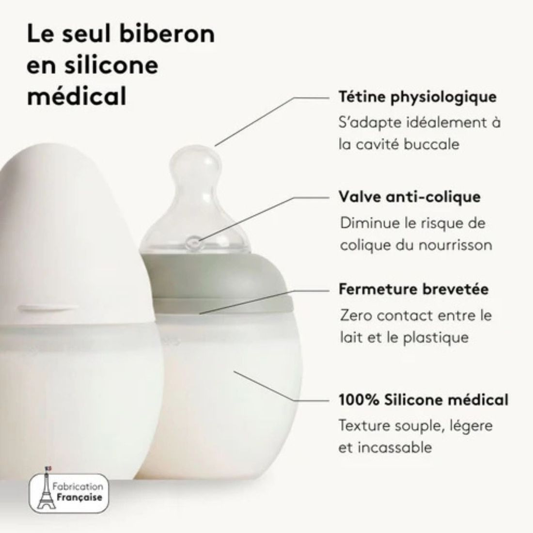 Biberon anti-colique en silicone Mocha Mousse (330 ml) (Elhée) - Image 5
