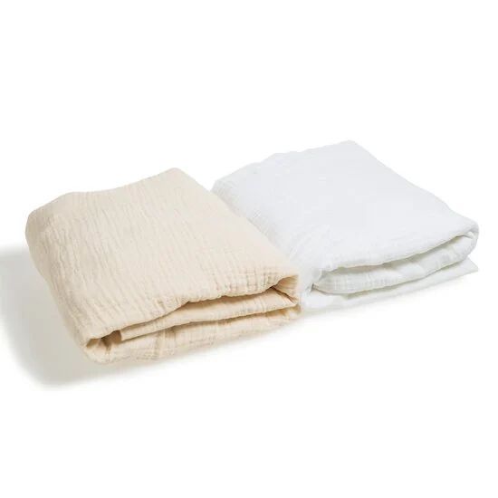 Lot de 2 draps housses bébé gaze de coton (Petit à petit) - Couverture