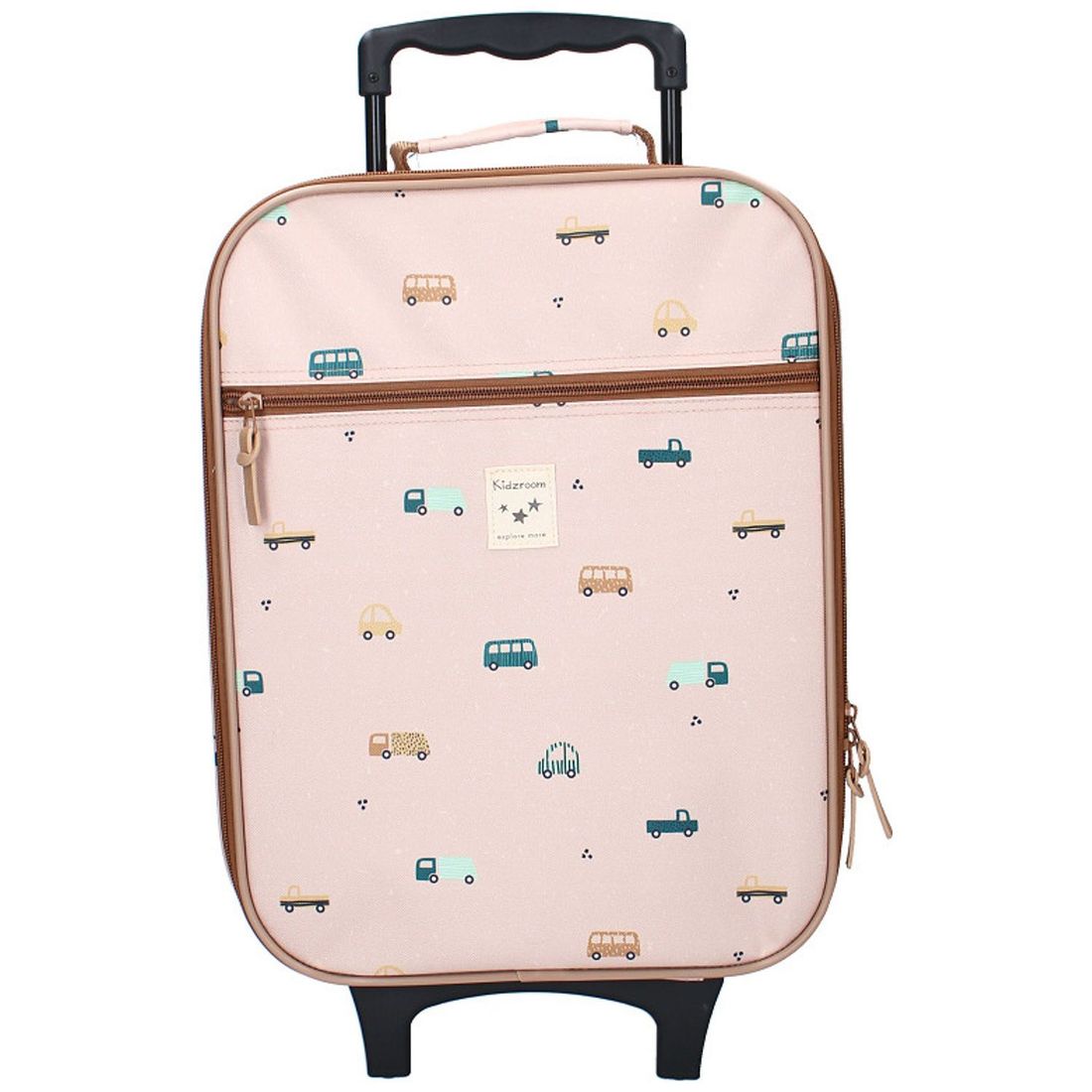 Valise à roulettes enfant Voitures beige (Kidzroom) - Couverture