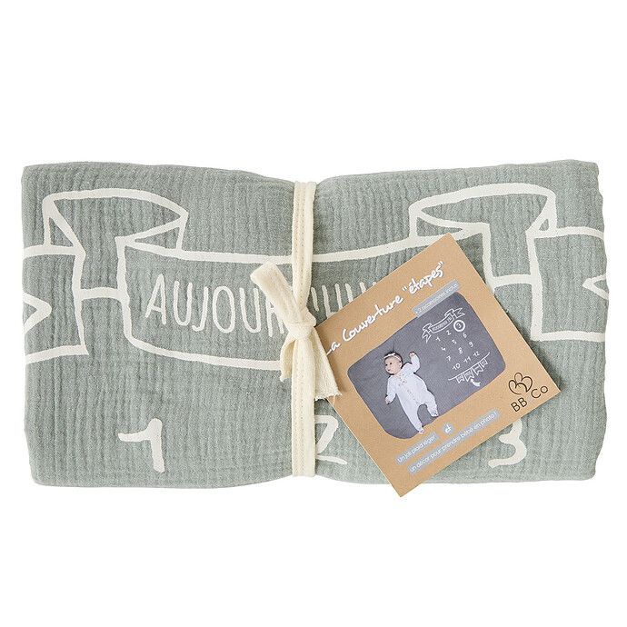 Couverture 2-en1 et 2 Accessoires - Vert de Gris et Ecru (Bb&Co) - Image 1