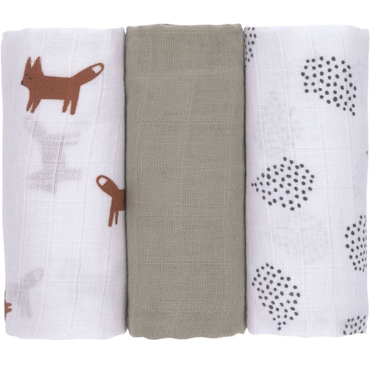 Lot de 3 langes en mousseline Little Forest Renard (60 x 60 cm) (Lassig) - Image 6