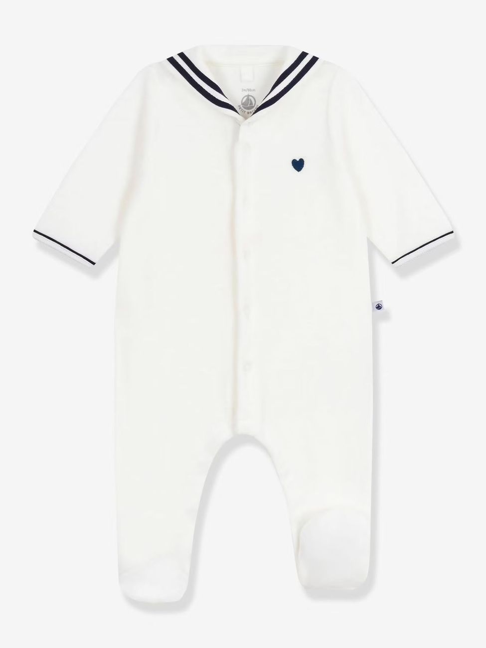 Pyjama bébé col vareuse blanc (Petit Bateau) - Couverture