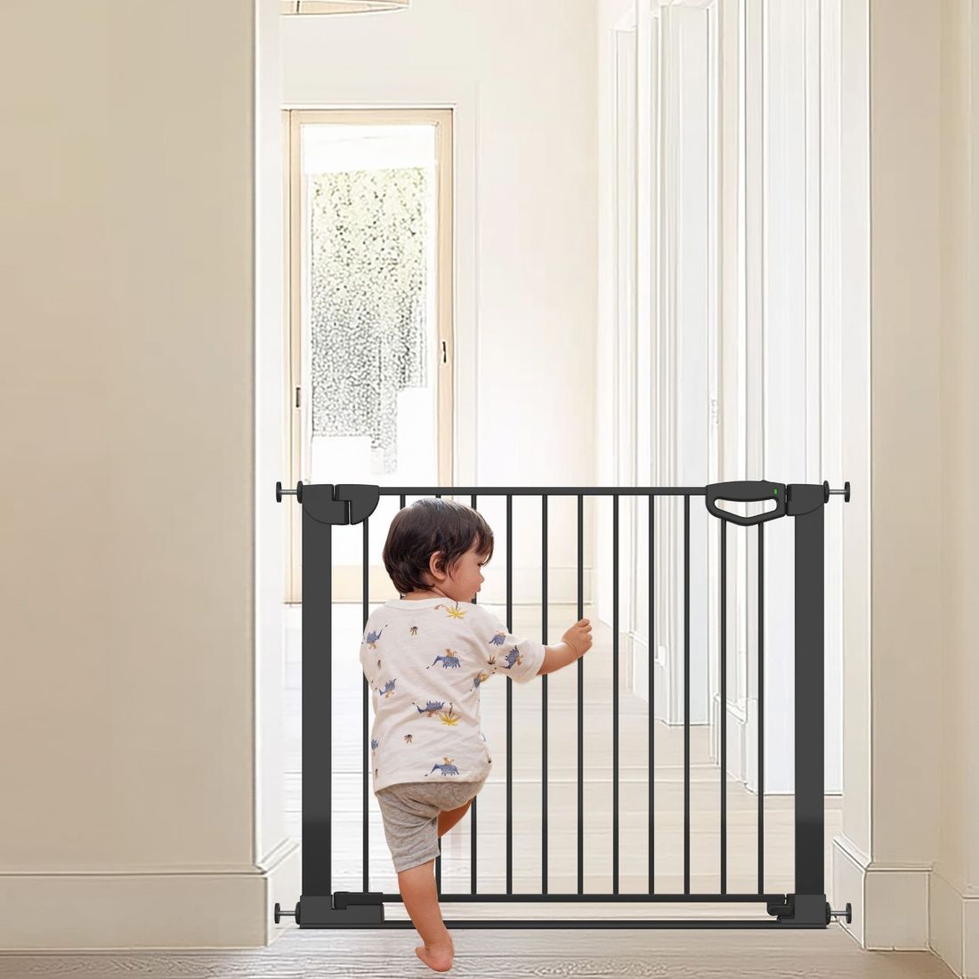 Barrière de sécurité Easylock Flatstep Noire (76 à 83 cm) (Geuther) - Image 2