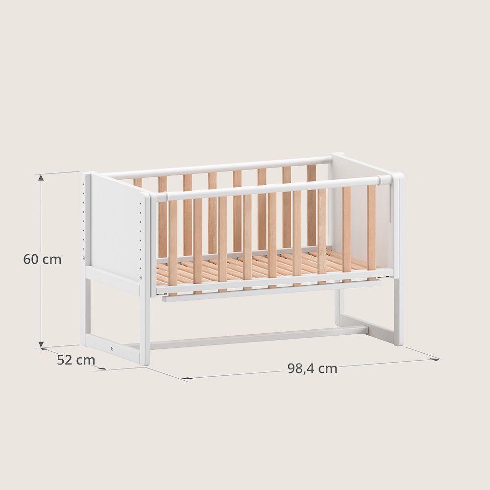 Petite Amélie | Lit cododo Nuage | Lit bébé 2 en 1 | Bois de hêtre massif | Blanc et naturel | 45x90 cm (Petite Amélie) - Image 8