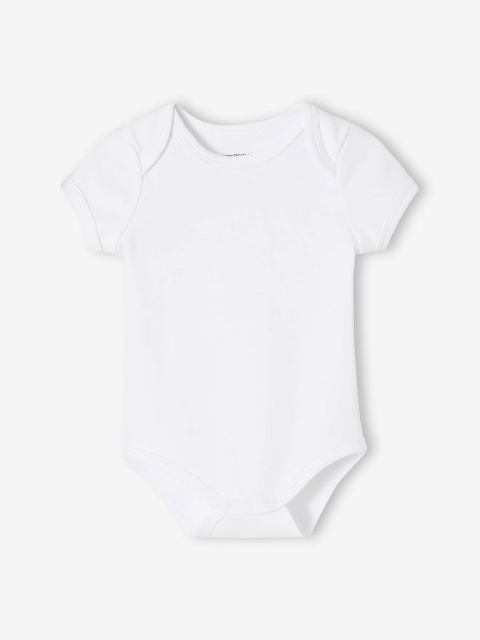 Lot de 5 bodies en interlock bébé manches courtes ouverture US BASICS lot blanc (Vertbaudet) - Image 1