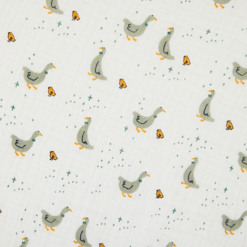 Lange imprimé oies 100 x 100 cm - Ecru (Prémaman) - Image 1