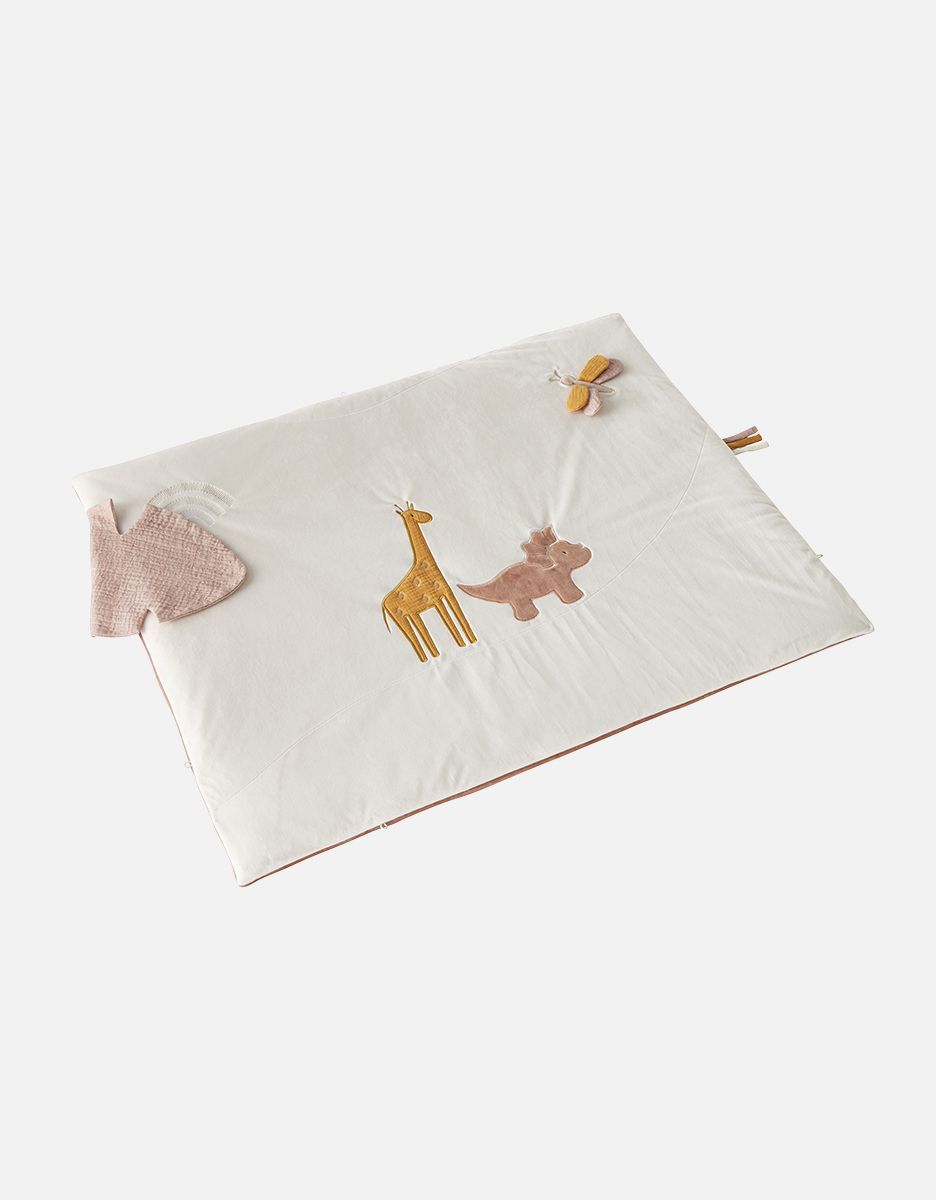 Tapis d'activités Popsie en mousseline, écru/rose poudré (Noukie's) - Image 1