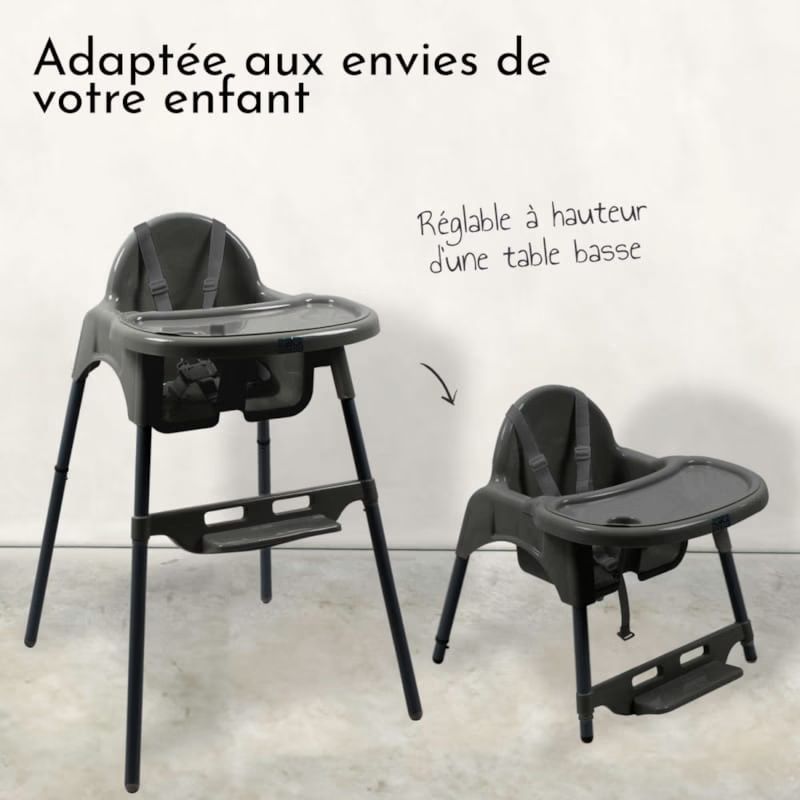 Chaise haute bébé - gris foncé (Monsieur Bébé) - Image 3