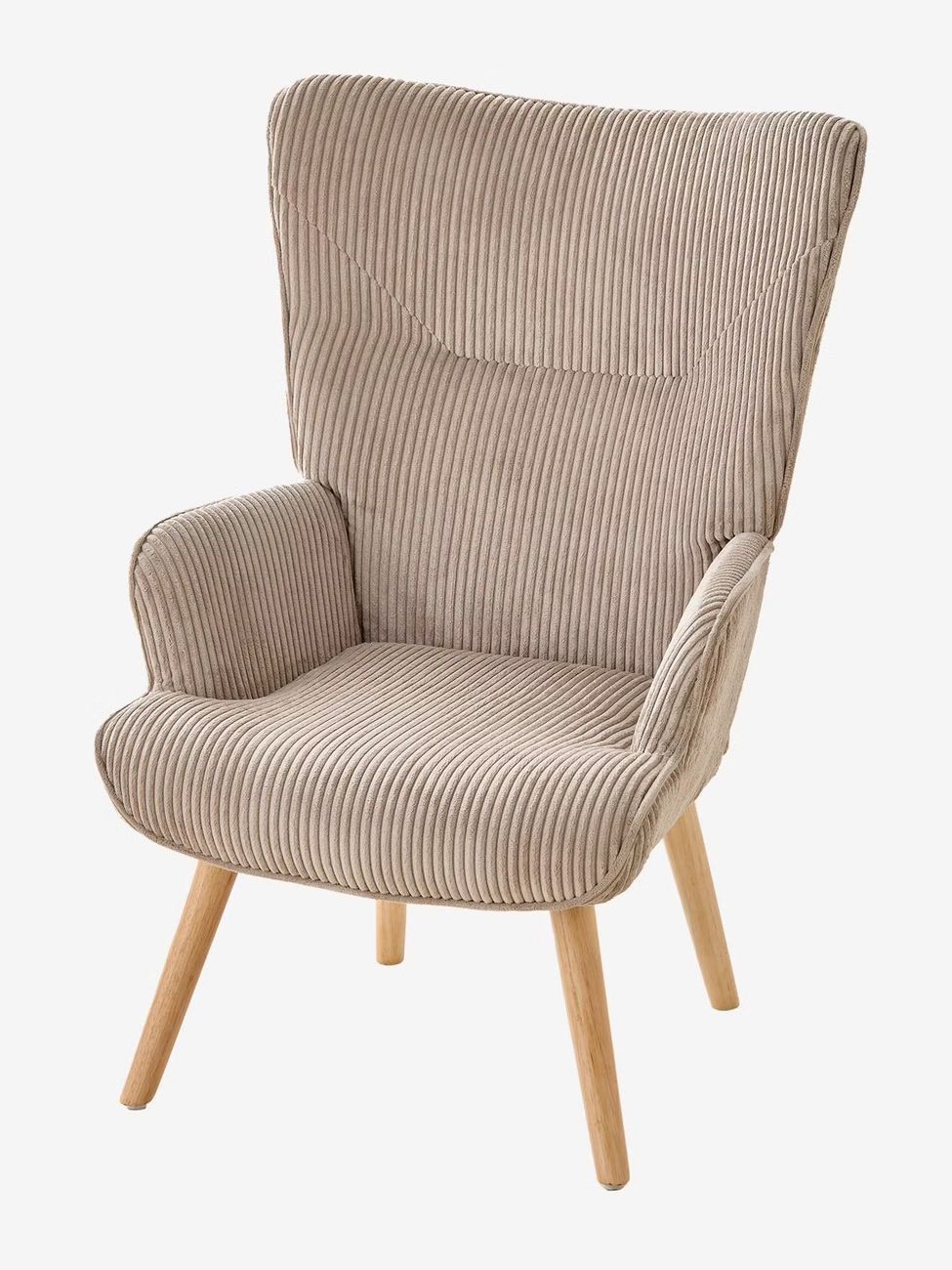 Fauteuil d'allaitement fixe en velours côtelé moka (Vertbaudet) - Image 1