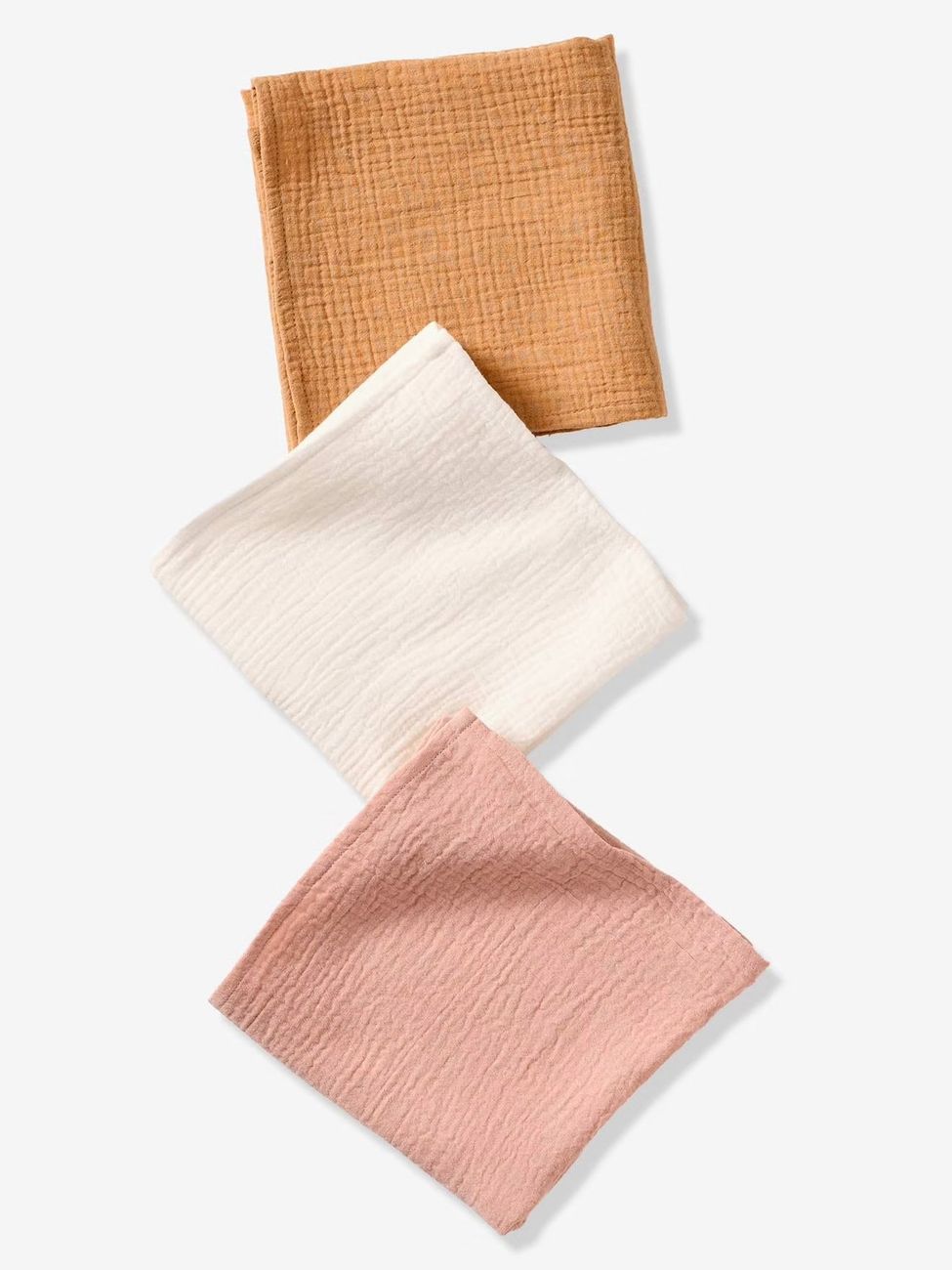 Lot de 3 langes unis en gaze de coton Bio* lot rose (Vertbaudet) - Couverture