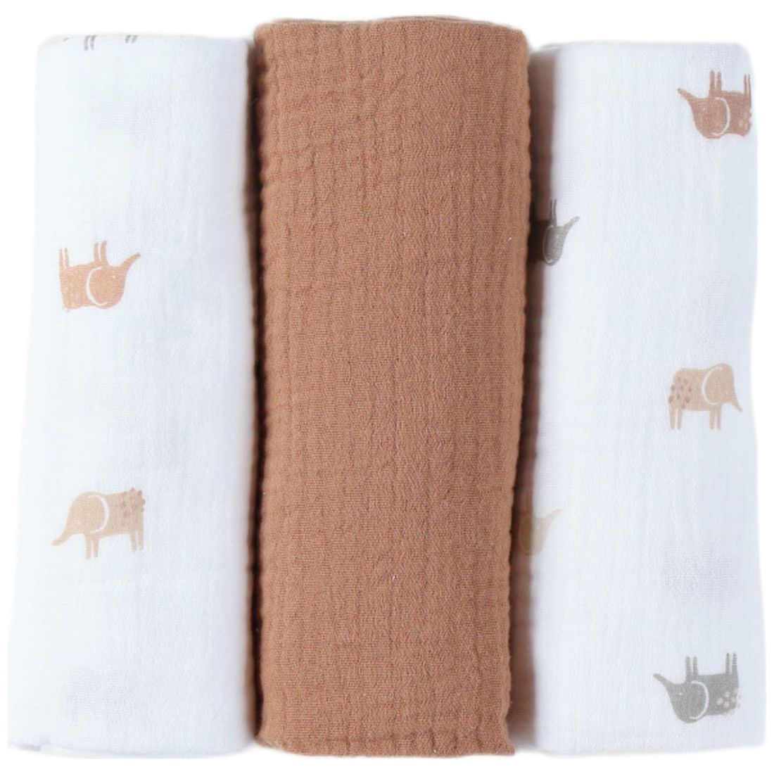 Lot de 3 langes en mousseline Eléphants (70x70 cm) (Noukie's) - Couverture